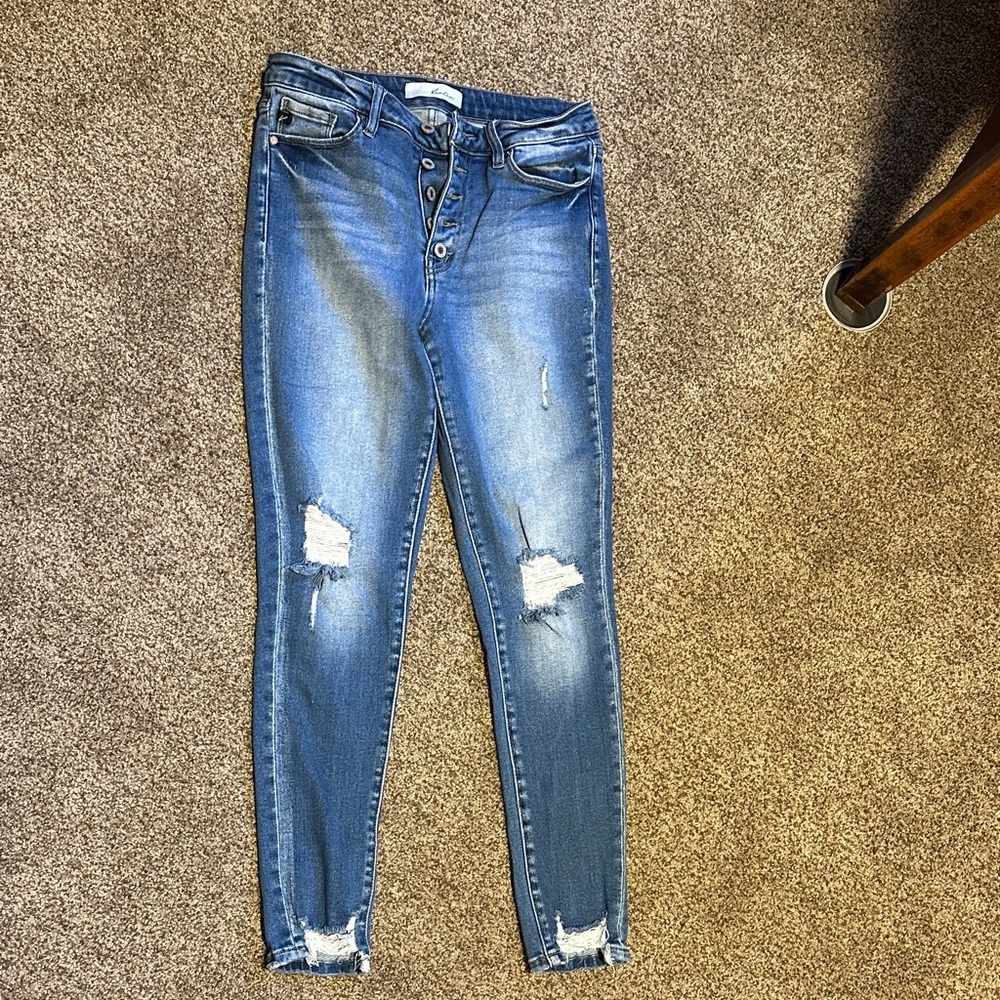 KanCan Women's Blue Distressed Skinny Jeans